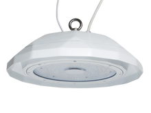 Carregar imagem no visualizador da galeria, 150W LED UFO High Bay Light - Perfect for Food Service &amp; Labs - 5000K, 150lm/w, 0-10V Dimmable, DLC 5.1 &amp; NSF Certified
