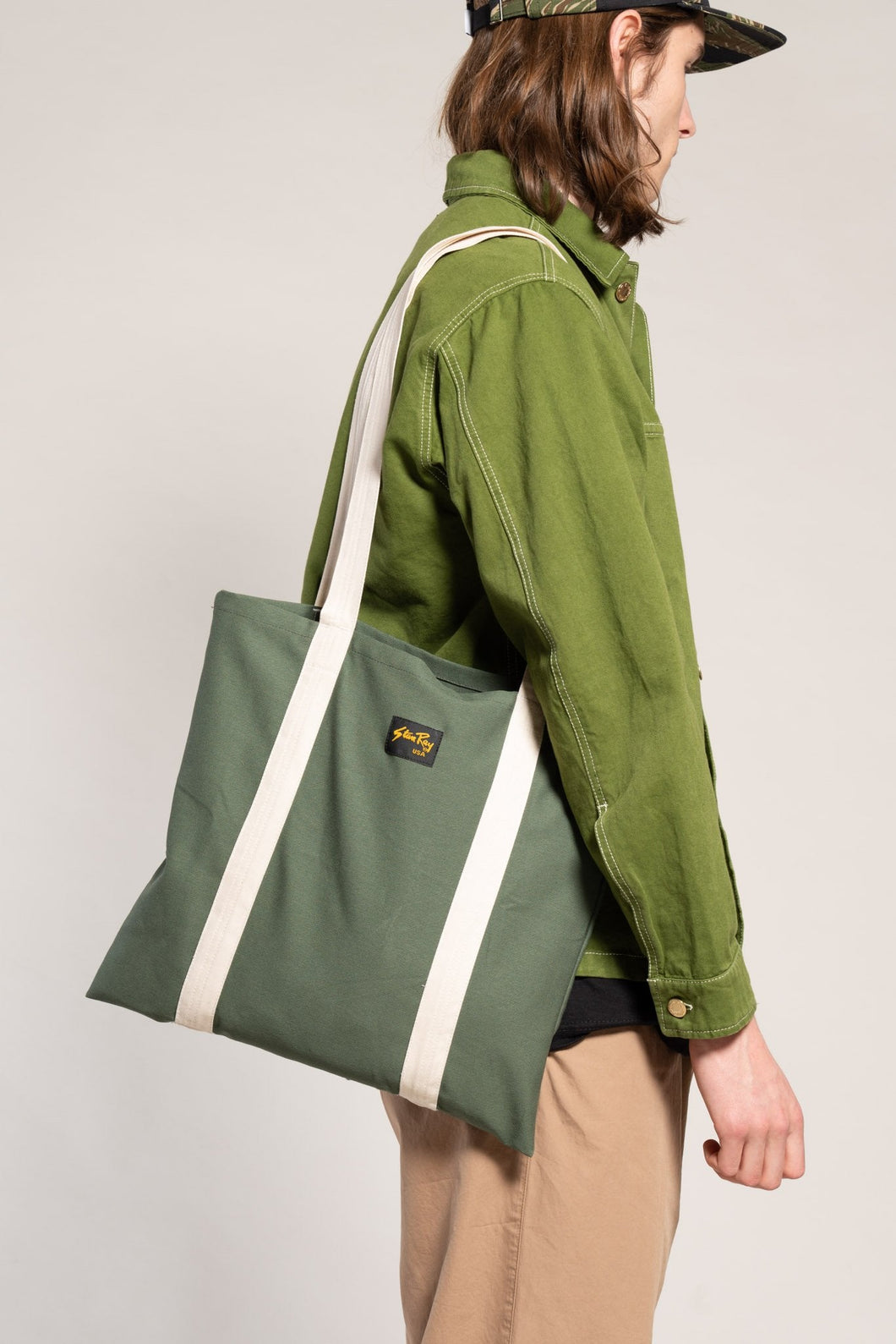 9001 TOTE BAG OLIVE SATEEN