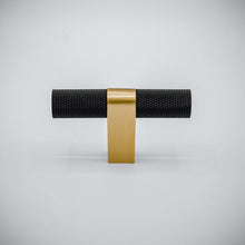 Load image into Gallery viewer, Bold, Black &amp; Gold Knurled Solid Brass Knob
