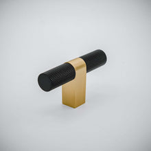 Load image into Gallery viewer, Bold, Black &amp; Gold Knurled Solid Brass Knob
