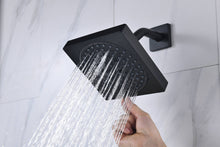 Cargar imagen en el visor de la galería, 12-inch or 16-inch Wall Mount Matte Black Rain Shower Head with Thermostatic Faucet and Tub Spout - Immerse in a Blissful Shower Experience
