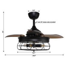 Cargar imagen en el visor de la galería, 36&quot; Benally Industrial Downrod Mount Ceiling Fan with Lighting and Remote Control
