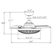 Cargar imagen en el visor de la galería, 36&quot; Brownesville Modern Chrome Downrod Mount Crystal Ceiling Fan with Lighting and Remote Control
