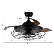 Cargar imagen en el visor de la galería, 42&quot; Industrial Downrod Mount Ceiling Fan with Lighting and Remote Control
