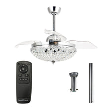 Carregar imagem no visualizador da galeria, 42&quot; Servantes Modern Downrod Mount Crystal Ceiling Fan with Lighting and Remote Control
