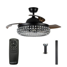 Cargar imagen en el visor de la galería, 42&quot; Modern Downrod Mount Crystal Ceiling Fan with Lighting and Remote Control
