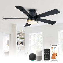 Load image into Gallery viewer, 52&quot; Flush Mount Smart Fan with LED Light
