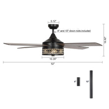 Carregar imagem no visualizador da galeria, 52&quot; Cason Modern Downrod Mount Reversible Ceiling Fan with Lighting and Remote Control
