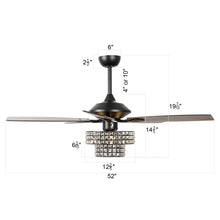 Load image into Gallery viewer, 52&quot; Howell Modern Downrod Mount Reversible Crystal Ceiling Fan with Lighting and Remote Control
