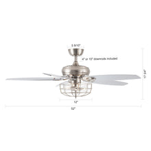 Load image into Gallery viewer, 52&quot; Kyla Industrial Brushed Nickel Reversible Caged Ceiling Fan with Lighting
