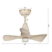 Load image into Gallery viewer, 28&quot; Kwang Farmhouse DC Motor Downrod Mount Reversible Ceiling Fan with LED Lighting and Remote Control
