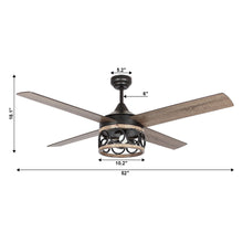 Load image into Gallery viewer, 52&quot; Kashmir Farmhouse Downrod Mount Reversible Ceiling Fan with Lighting and Remote Control
