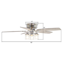 Cargar imagen en el visor de la galería, 52&quot; Bangatore Traditional Chrome Flush Mount Reversible Ceiling Fan with Lighting and Remote Control
