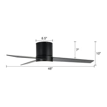 Carregar imagem no visualizador da galeria, 48&quot; Flush Mount Ceiling Fan 3 Blades with LED Lighting and Remote Control
