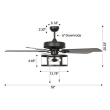 Carregar imagem no visualizador da galeria, 52&quot; Urbana Downrod Mount Reversible Industrial Ceiling Fan with Lighting and Pull Chain
