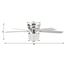 Carregar imagem no visualizador da galeria, 52&quot; Panipat Modern Chrome Flush Mount Reversible Crystal Ceiling Fan with Lighting and Remote Control
