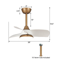 Cargar imagen en el visor de la galería, 28&quot; Modern DC Motor Downrod Mount Reversible Ceiling Fan with LED Lighting and Remote Control
