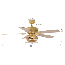 Cargar imagen en el visor de la galería, 52&quot; Pune Farmhouse Downrod Mount Reversible Ceiling Fan with Lighting and Remote Control
