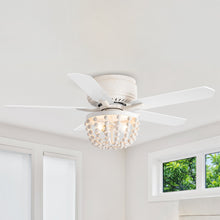 Carregar imagem no visualizador da galeria, 48&quot; New Delhi Farmhouse Flush Mount Reversible Ceiling Fan with Lighting and Remote Control
