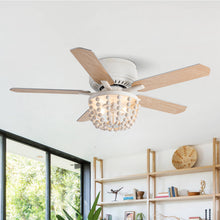 Load image into Gallery viewer, 48&quot; New Delhi Farmhouse Flush Mount Reversible Ceiling Fan with Lighting and Remote Control
