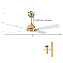 Load image into Gallery viewer, 48&quot; Linden Industrial DC Motor Downrod Mount Reversible Crystal Ceiling Fan with Lighting and Remote Control
