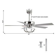 Carregar imagem no visualizador da galeria, 52&quot; Zelda Modern DC Motor Downrod Mount Reversible Ceiling Fan with Lighting and Remote Control
