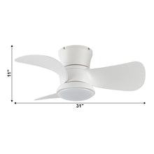 Load image into Gallery viewer, 31&quot; Mazon Modern DC Motor Flush Mount Reversible Ceiling Fan with LED Lighting and Remote Control
