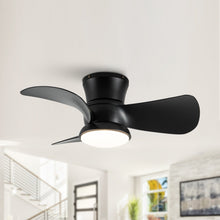 Cargar imagen en el visor de la galería, 31&quot; Mazon Modern DC Motor Flush Mount Reversible Ceiling Fan with LED Lighting and Remote Control
