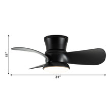 Load image into Gallery viewer, 31&quot; Mazon Modern DC Motor Flush Mount Reversible Ceiling Fan with LED Lighting and Remote Control
