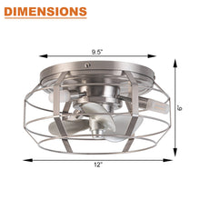 Cargar imagen en el visor de la galería, 12&quot; Industrial Flush Mount Ceiling Fan with Light and Remote Control
