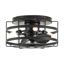 Load image into Gallery viewer, 13&quot; Madurai Farmhouse Flush Mount Reversible Ceiling Fan with Lighting and Remote Control
