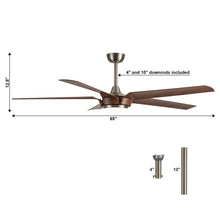 Carregar imagem no visualizador da galeria, 65&quot; Fury Farmhouse DC Motor Downrod Mount Ceiling Fan with Lighting and Remote Control
