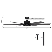 Load image into Gallery viewer, 65&quot; Amold Industrial Downrod Mount Ceiling Fan with Lighting and Remote Control
