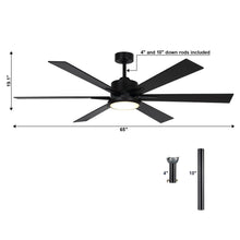 Load image into Gallery viewer, 65&quot; Amold Industrial Downrod Mount Ceiling Fan with Lighting and Remote Control
