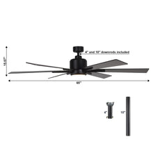 Load image into Gallery viewer, 65&quot; Bendan Industrial Downrod Mount Ceiling Fan with Lighting and Remote Control
