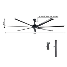 Cargar imagen en el visor de la galería, 84&quot; or 100&quot; Industrial Downrod Mount Ceiling Fan with Remote Control
