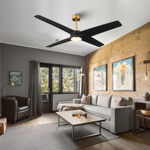 Load image into Gallery viewer, 60&quot; Parvez Modern DC Motor Downrod Mount Reversible Ceiling Fan with Lighting and Remote Control
