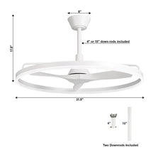 Cargar imagen en el visor de la galería, 32&quot; Theron Industrial DC Motor Downrod Mount Reversible Ceiling Fan with LED Lighting and Remote Control
