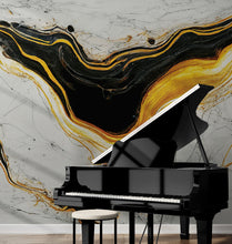 Load image into Gallery viewer, Luxurious Marble Wallpaper. Gold and Black Marble Slate Wall Mural. #6735
