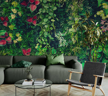 Cargar imagen en el visor de la galería, Greenery Jungle Bush Wallpaper Mural. Tropical Leaves / Fern Wallpaper. #6765
