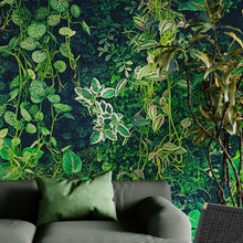 Cargar imagen en el visor de la galería, Greenery Jungle Bush Wallpaper Mural. Tropical Leaves / Fern Wallpaper. #6765
