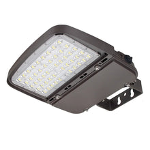 Load image into Gallery viewer, 150W Tunable LED Flood Light with Photocell, 5000K, 1-10V Dimmable, 100-277V AC, Brown Finish, Arm Bracket for Trunnion Mount
