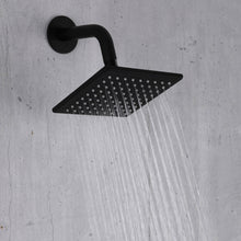 Carregar imagem no visualizador da galeria, 12-Inch Matte Black Flush Mount Shower Faucet Set with Digital Display: 4-Way Thermostatic Control, 64-Color LED Lights, Bluetooth Music, Body Sprayers and Regular Head
