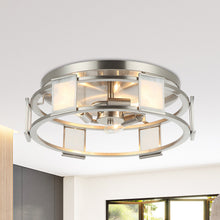 Carregar imagem no visualizador da galeria, Industrial 15 Inch Satin Nickel 3-Light Flush Mount Ceiling Light
