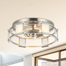 Carregar imagem no visualizador da galeria, Industrial 15 Inch Satin Nickel 3-Light Flush Mount Ceiling Light
