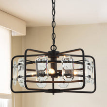 Load image into Gallery viewer, 4-Light Golden or Black Modern Crystal Pendant Light
