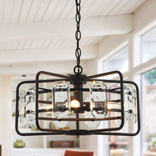 Load image into Gallery viewer, 4-Light Golden or Black Modern Crystal Pendant Light
