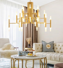 Cargar imagen en el visor de la galería, Mirodemi® Gold/Black Postmodern LED Chandelier For Living Room, Lobby, Restaurant
