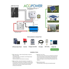 Load image into Gallery viewer, ACOPower 20 Watt Mono Solar Panel for 12 V Battery Charging, Off Grid
