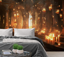 Cargar imagen en el visor de la galería, Floating Candles /  Great Hall Room Wallpaper /  Wizardly World Wall Mural. #6764
